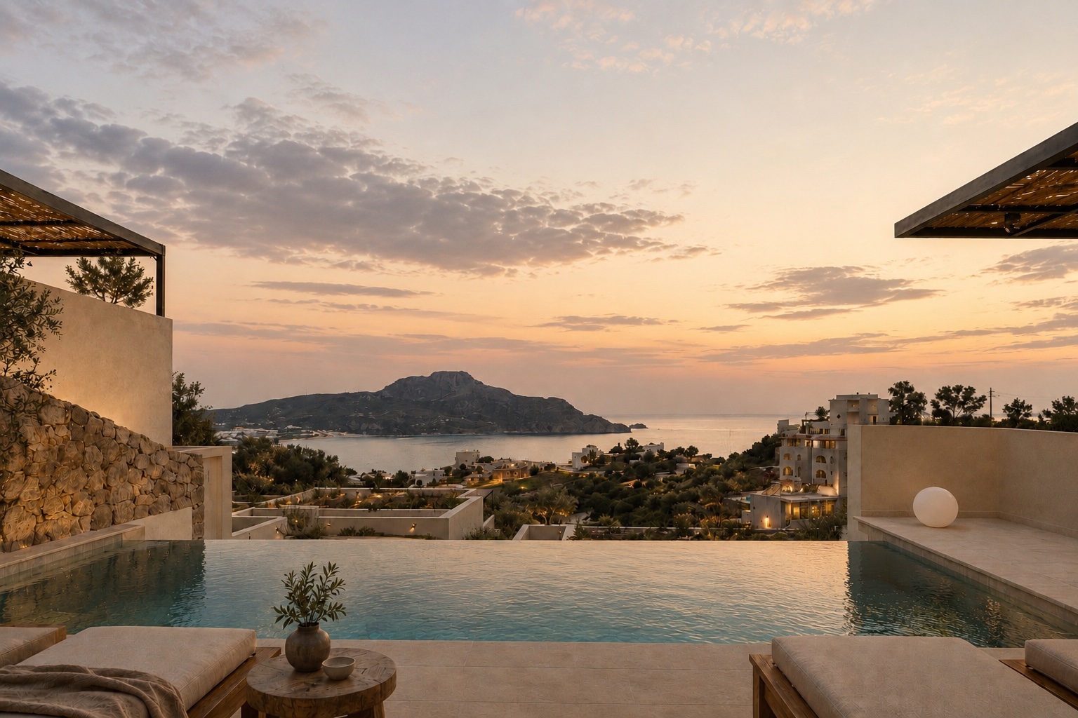 Sunset over the infinity pool