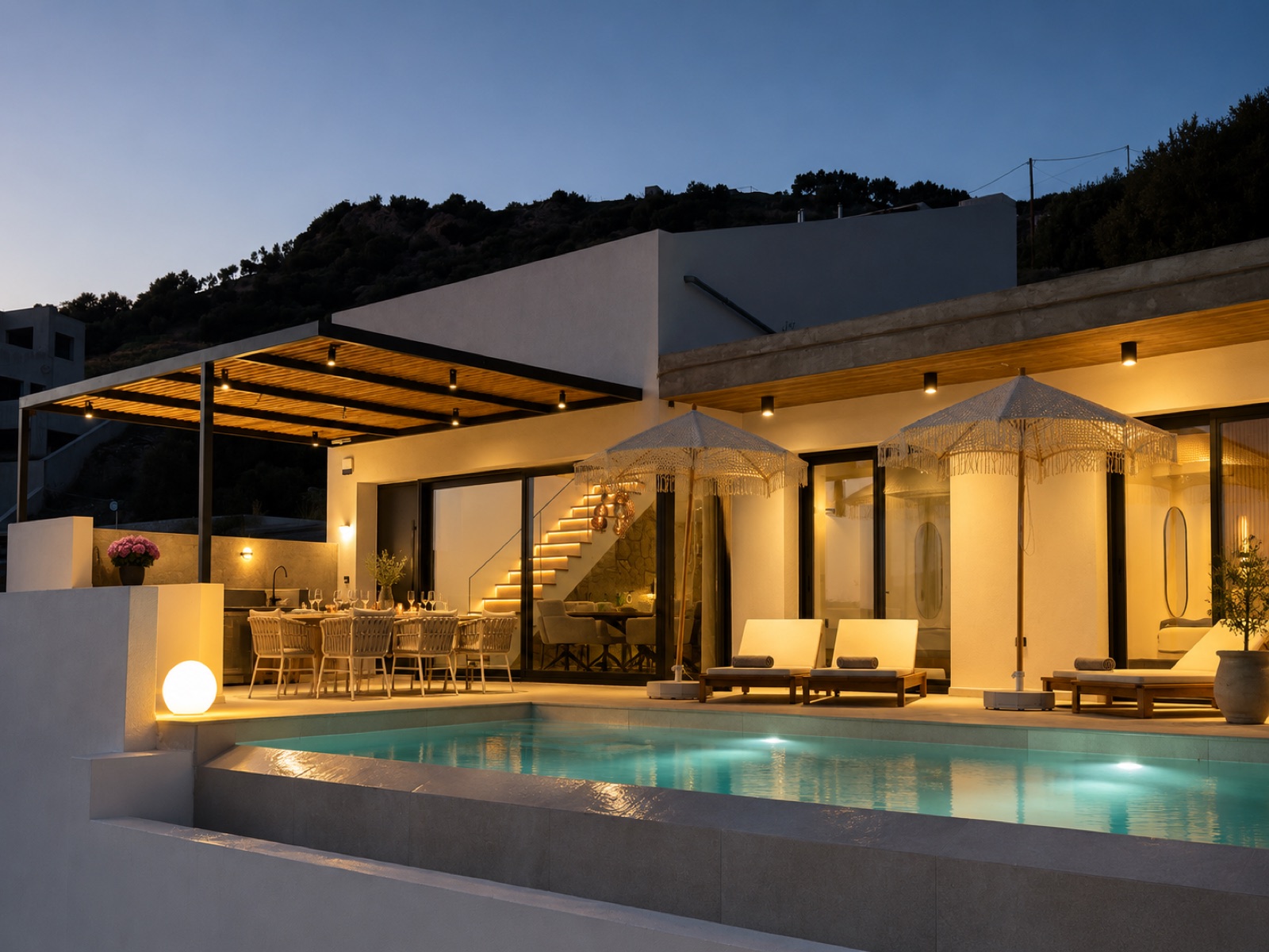 Villa exterior and pool